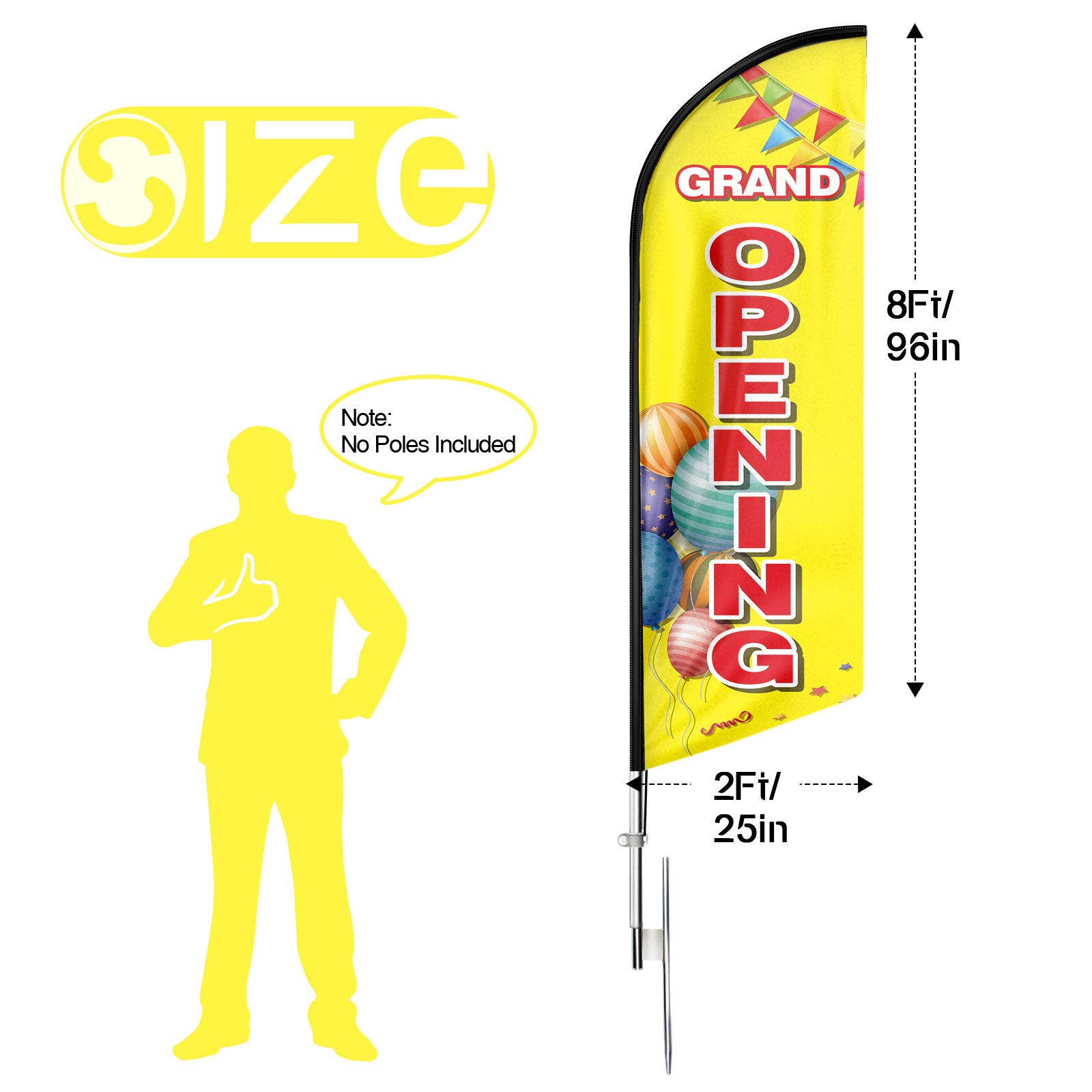 8Ft Grand Opening  Signs for Grand Opening Business（Flagpole Not Included）
