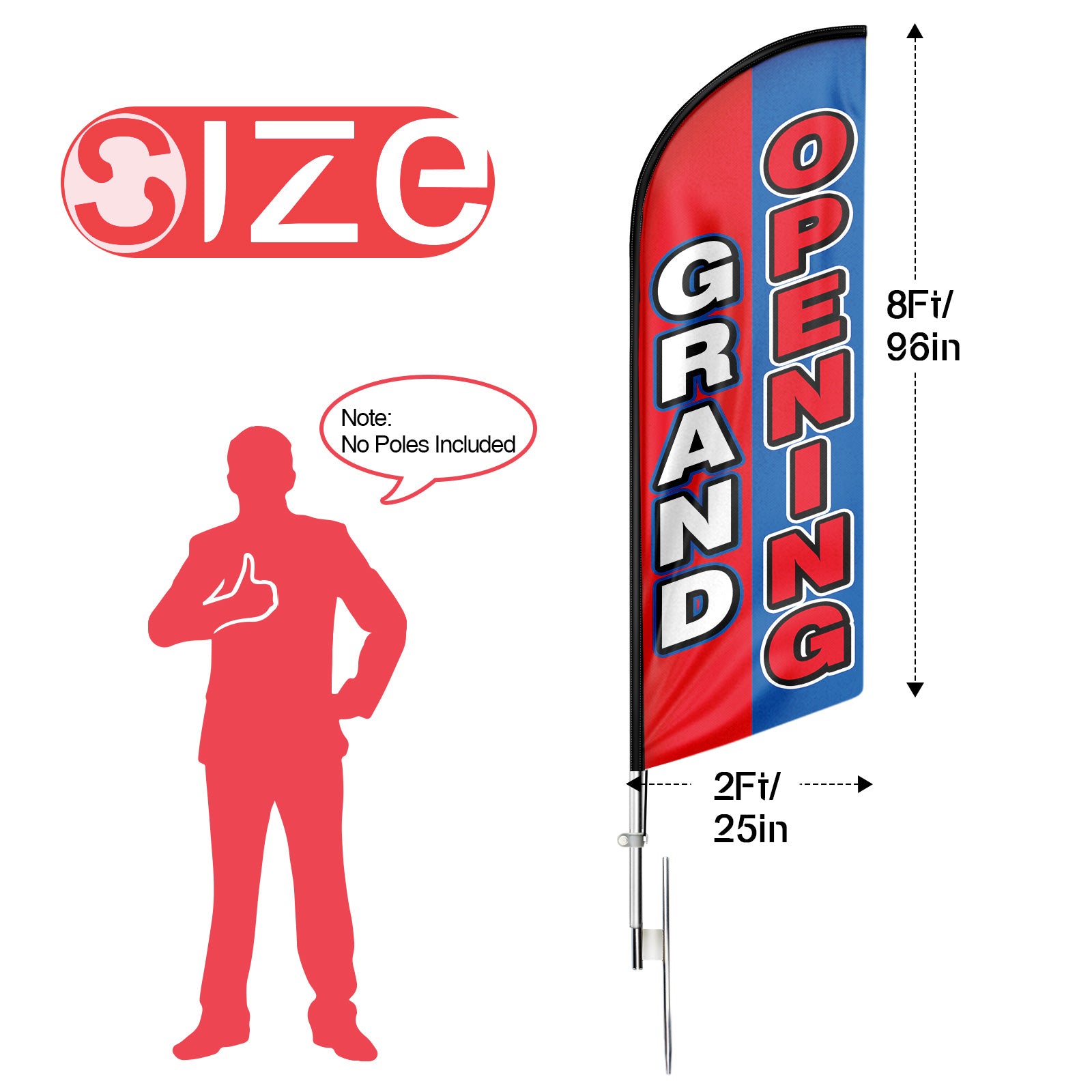 8Ft Grand Opening  Signs for Grand Opening Business（Flagpole Not Included）