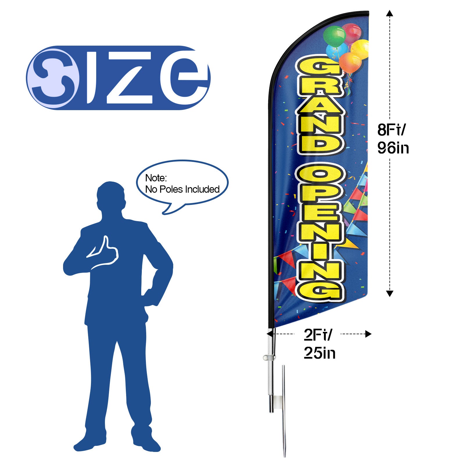 FSFLAG  8Ft Grand Opening  Signs for Grand Opening Business（Flagpole Not Included）