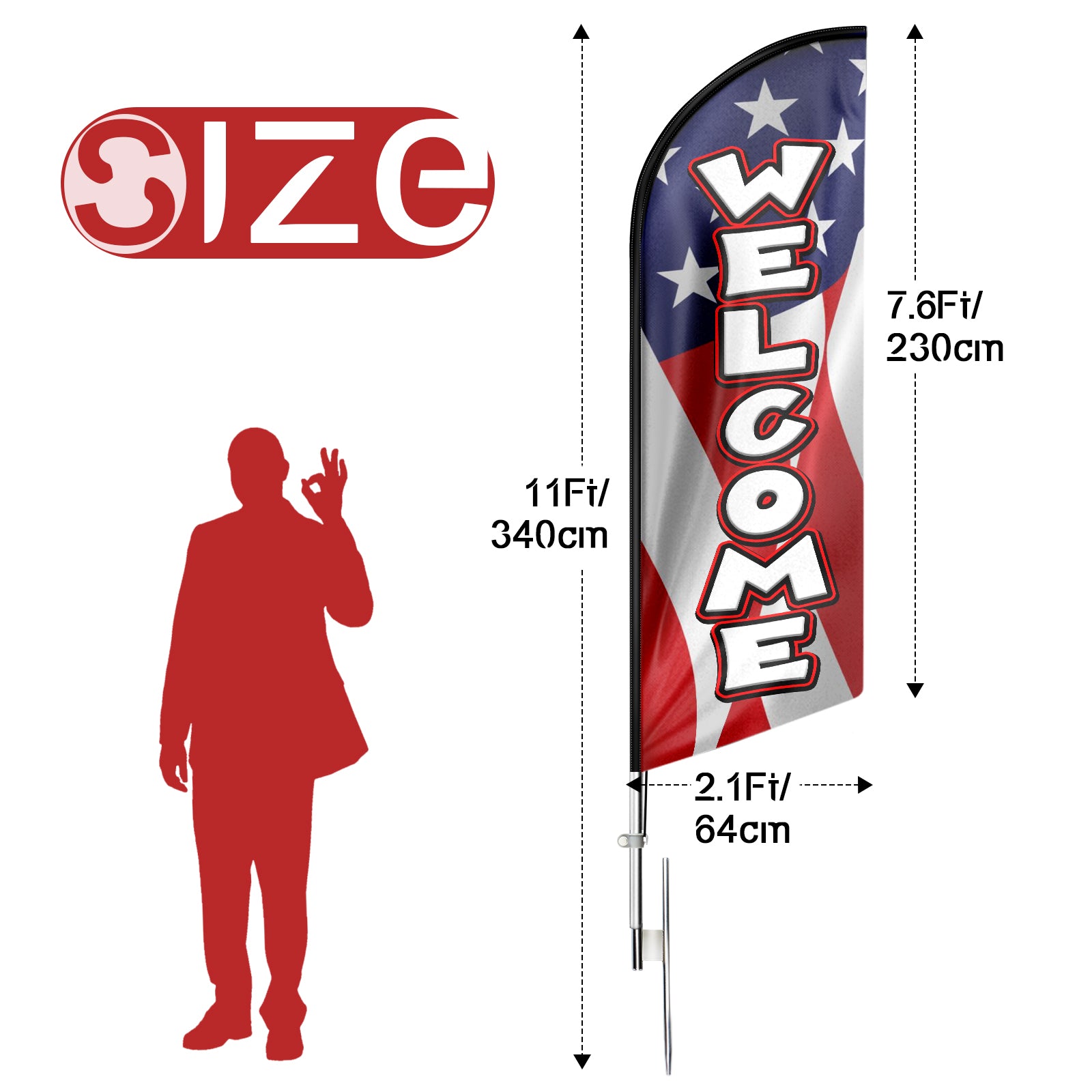 11ft Welcome Come Feather Flag Pole Kit