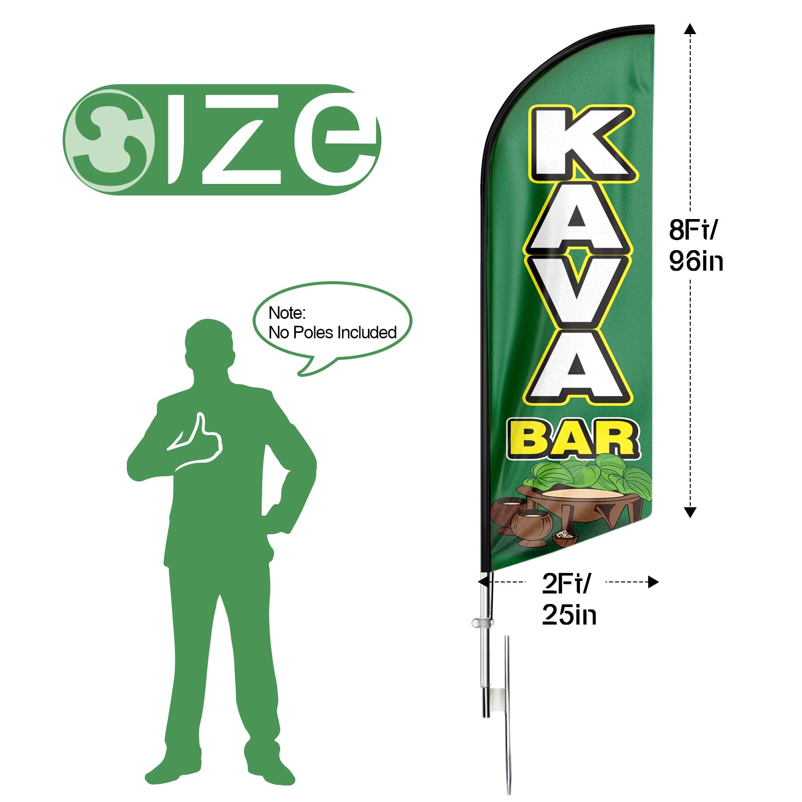 Kava Bar Feather Flag Set: Advertising Banner for Kava Bar Business(Flagpole Not Included)
