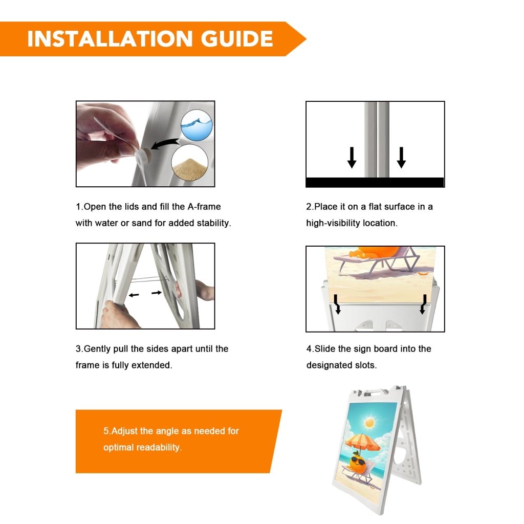 21.5"x28.5" A - Frame Sidewalk Sign – Double - Sided Folding Display for Outdoor Advertising