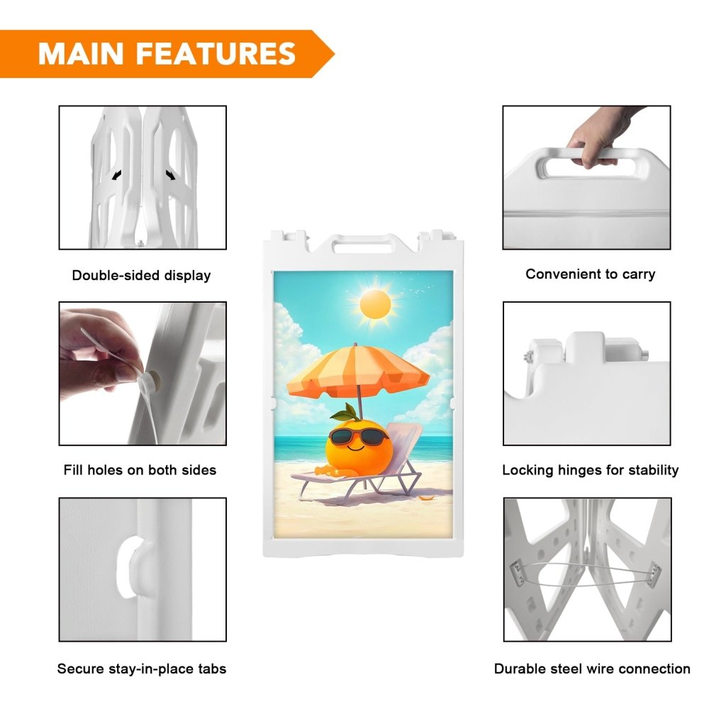 21.5"x28.5" A - Frame Sidewalk Sign – Double - Sided Folding Display for Outdoor Advertising