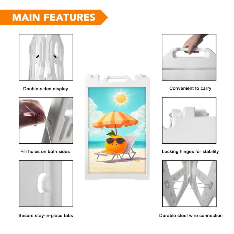 21.5"x28.5" A - Frame Sidewalk Sign – Double - Sided Folding Display for Outdoor Advertising