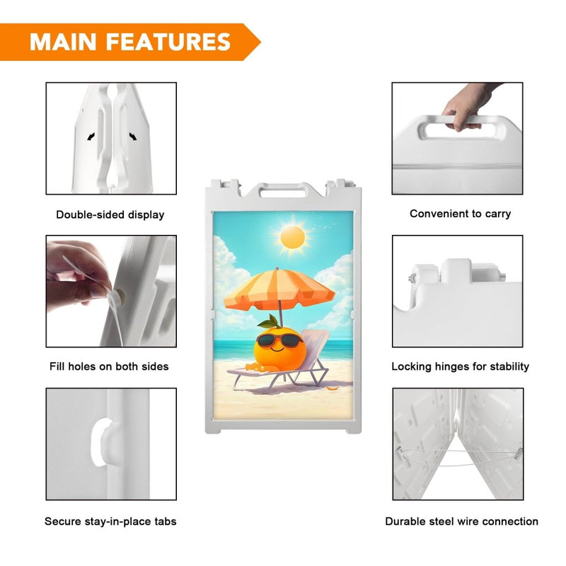 24x36" A - Frame Sidewalk Sign – Folding Double - Sided Outdoor Display for Business