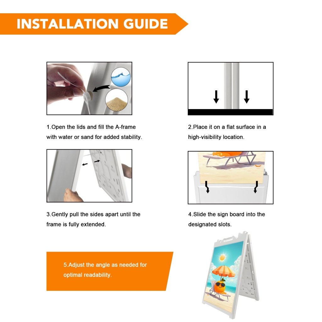 24x36" A - Frame Sidewalk Sign – Folding Double - Sided Outdoor Display for Business