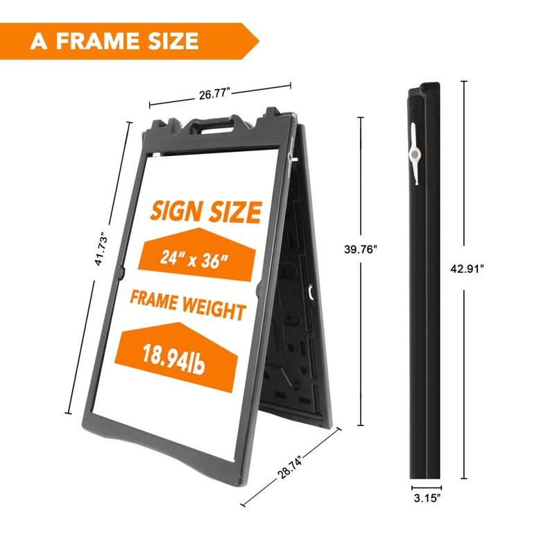 24x36" A - Frame Sidewalk Sign – Folding Double - Sided Outdoor Display for Business