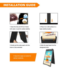 24x36" A - Frame Sidewalk Sign – Folding Double - Sided Outdoor Display for Business