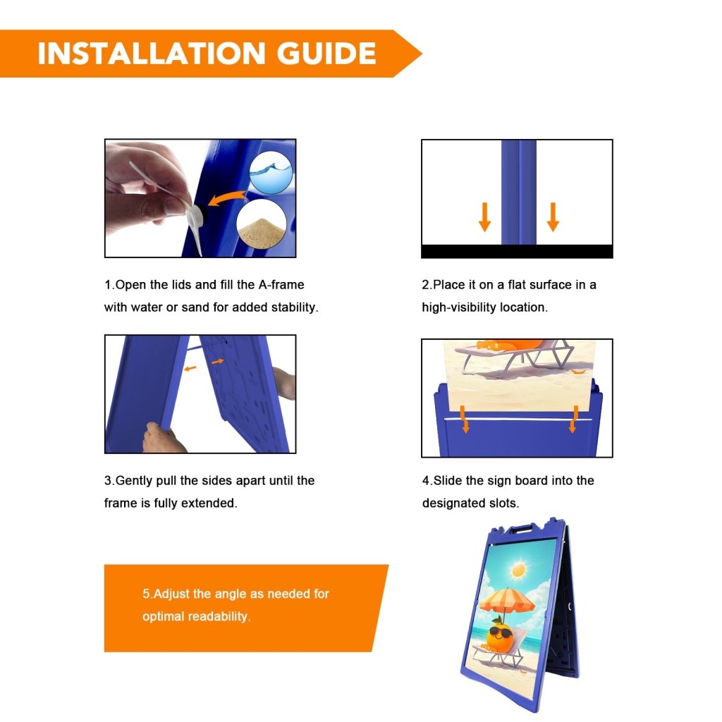 24x36" A - Frame Sidewalk Sign – Folding Double - Sided Outdoor Display for Business