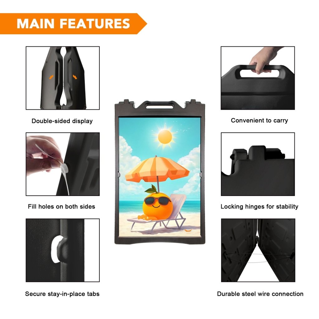 24x36" A - Frame Sidewalk Sign – Folding Double - Sided Outdoor Display for Business