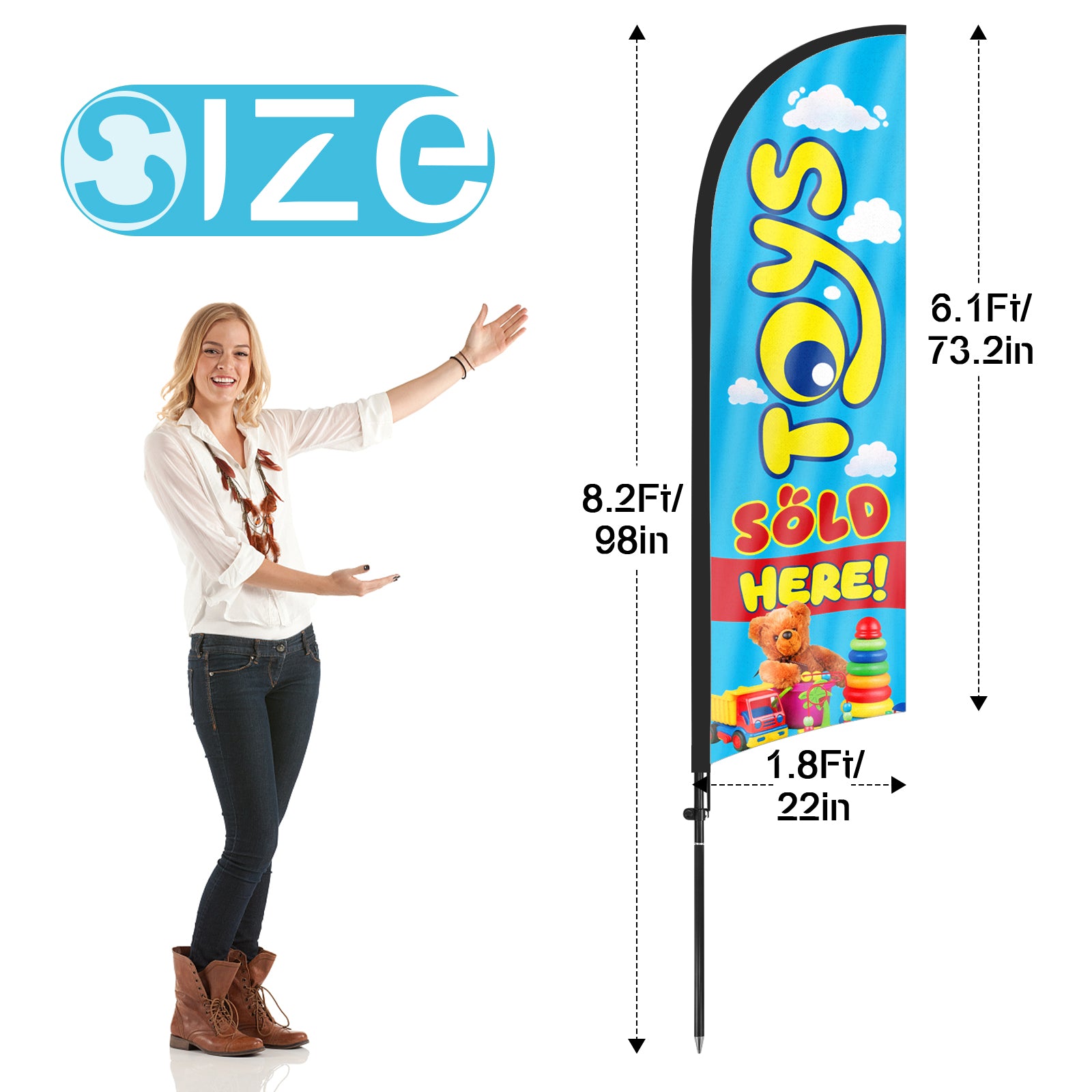 8ft Toys Sold Here Feather Flag with Pole and Stake