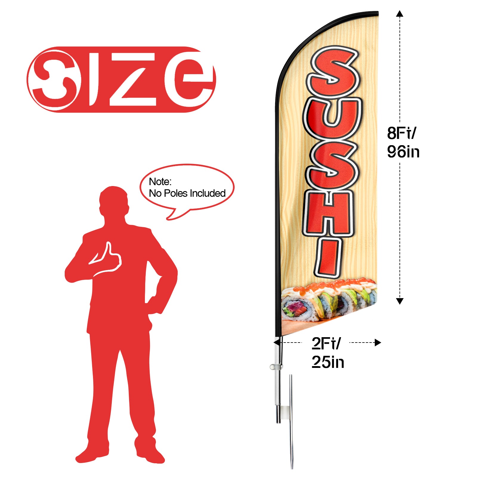 Sushi Sign-8ft Sushi Feather Flag!（Flagpole Not Included）