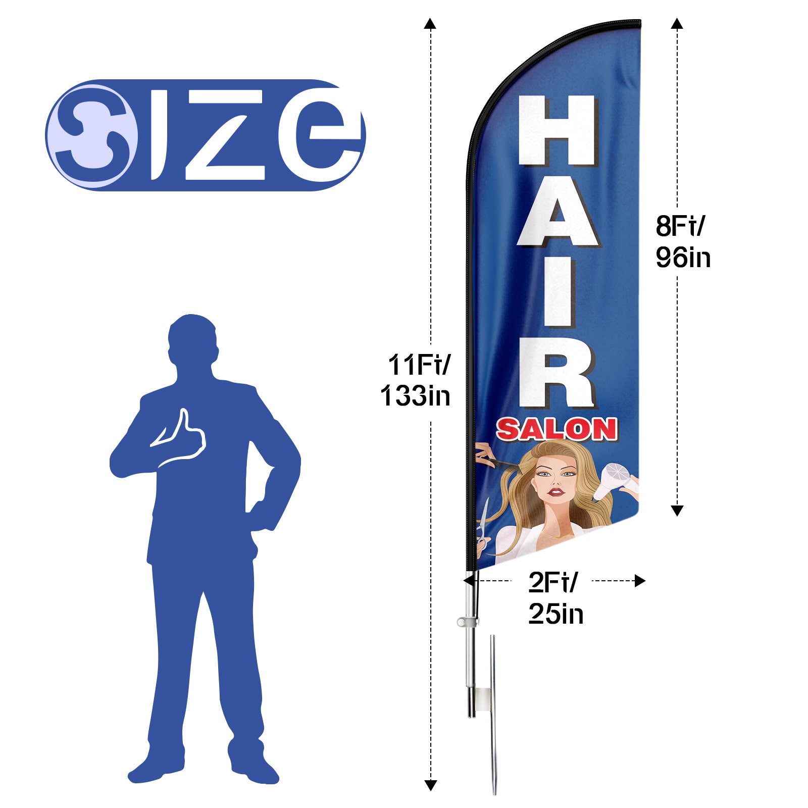 Signs For Hair Salons-FSFLAG Hair Salon Swooper Flag Feather Flag Pole Kit