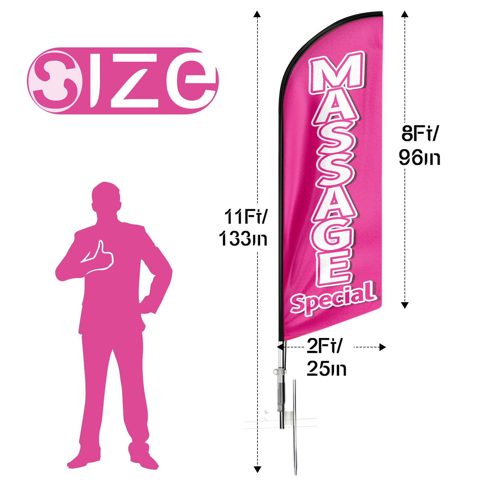 Massage Sign-11ft Massage Special Swooper Flag Feather Flag Pole Kit