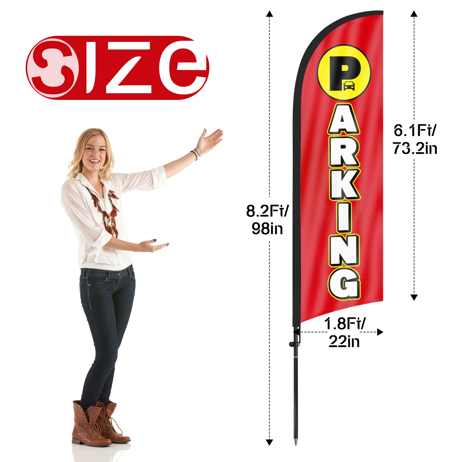 8Ft Parking 02 Feather Flag with Pole & Stake