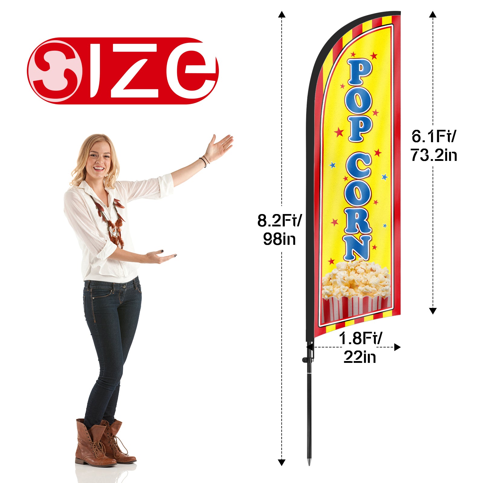8FT Pop Corn Feather Flag Pole Kit