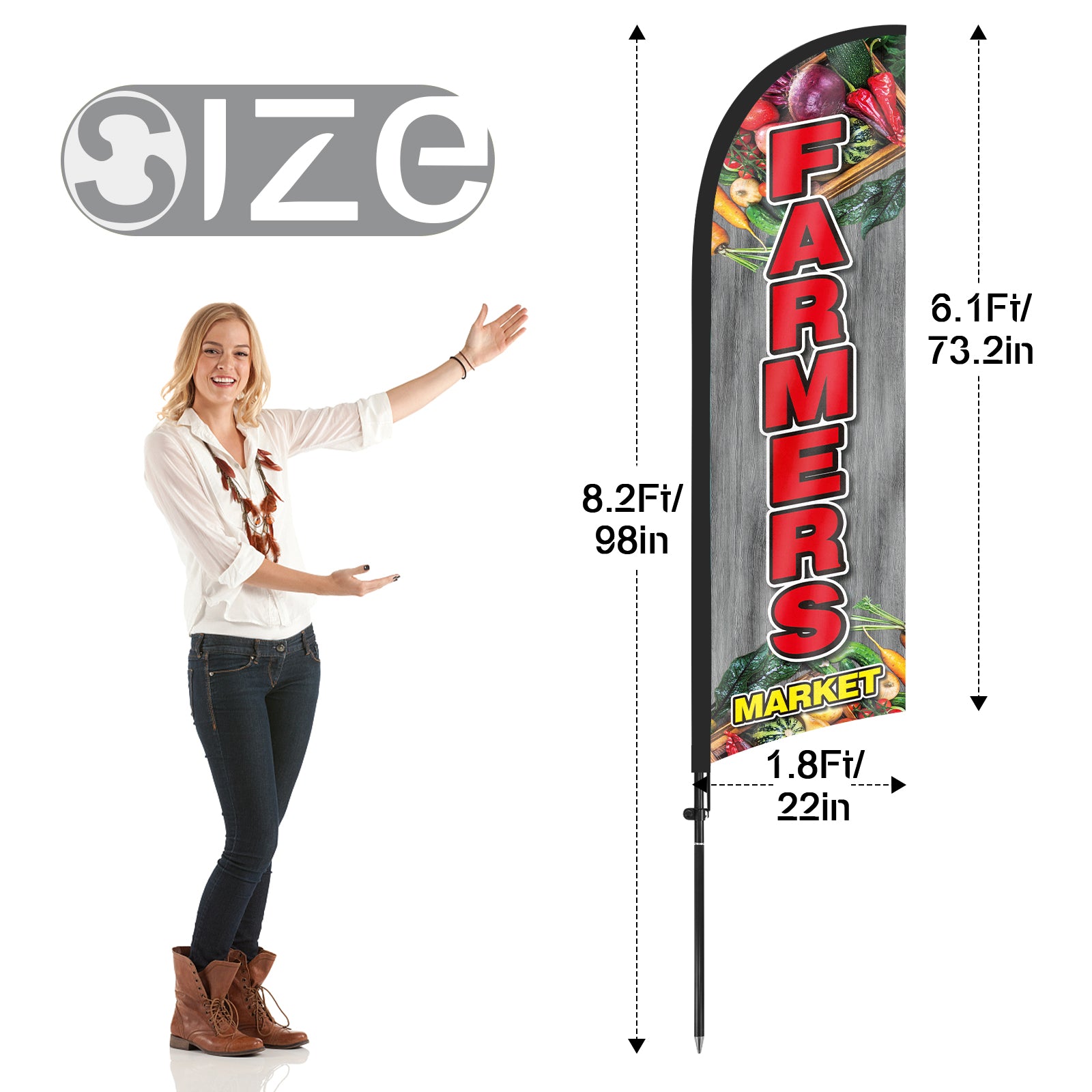 Farmers Market Signs-8Ft Farmers Market Feather Flags Pole Kit