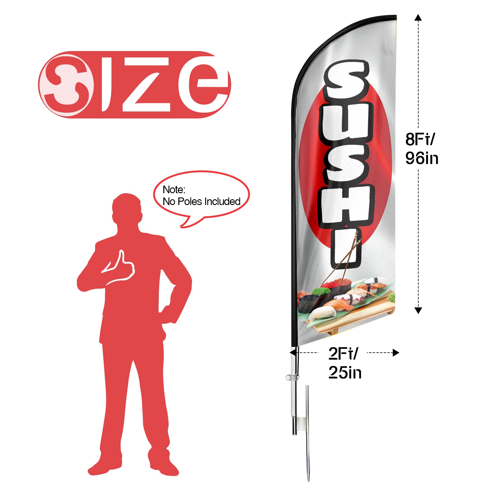 Sushi Sign-8ft Sushi Feather Flag!（Flagpole Not Included）