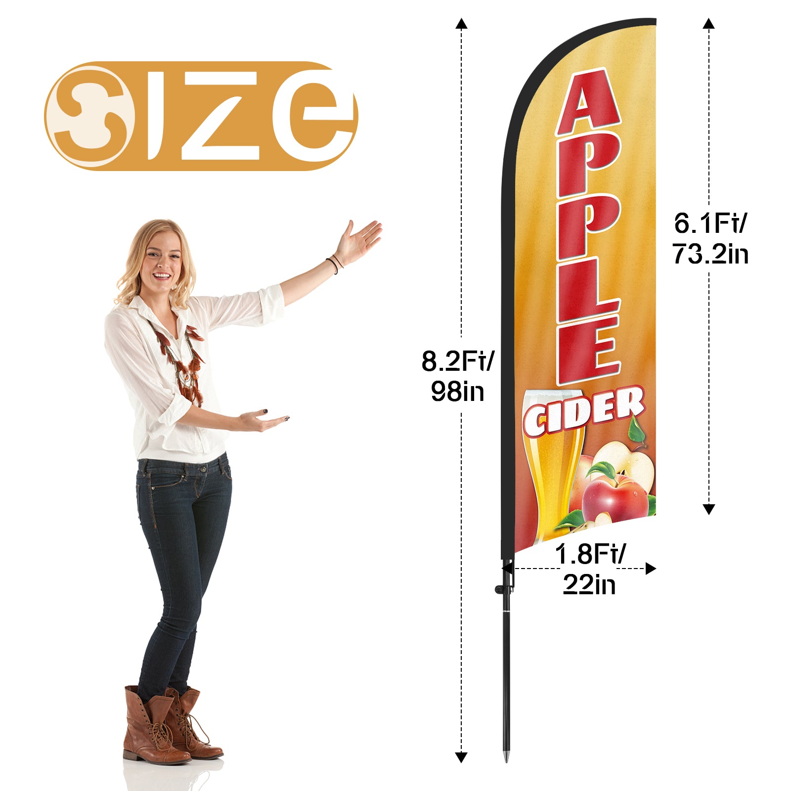 Apple Cider Sign-8ft Apple Cider Feather Flag Kit with Pole and Stake