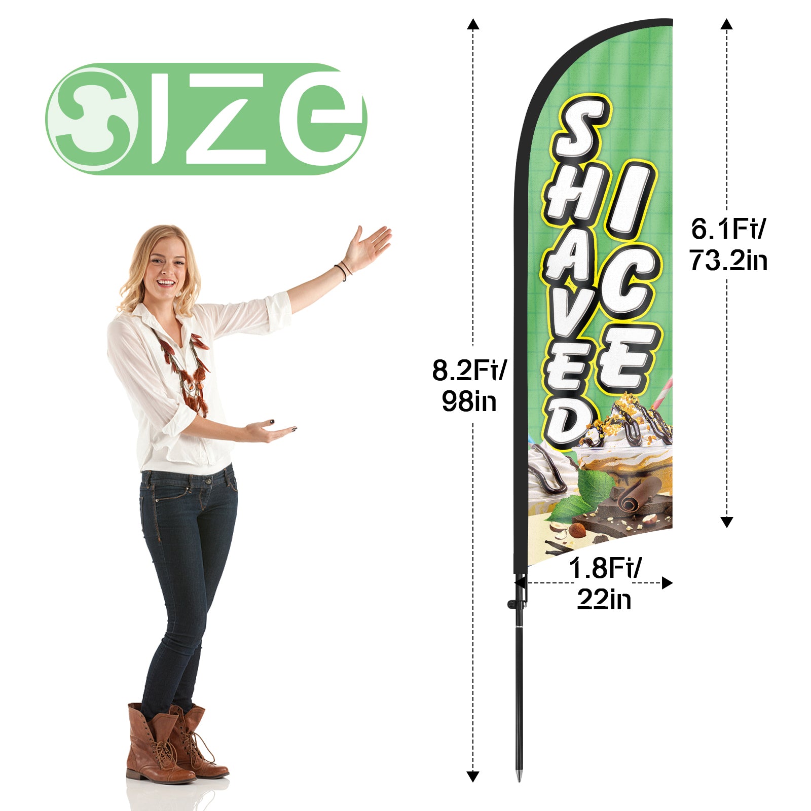 8Ft Shaved Ice Feather Flag Pole Kit