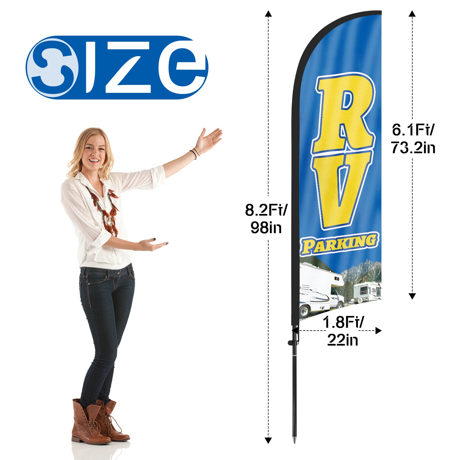 8ft RV Parking Feather Flag with Pole & Stake