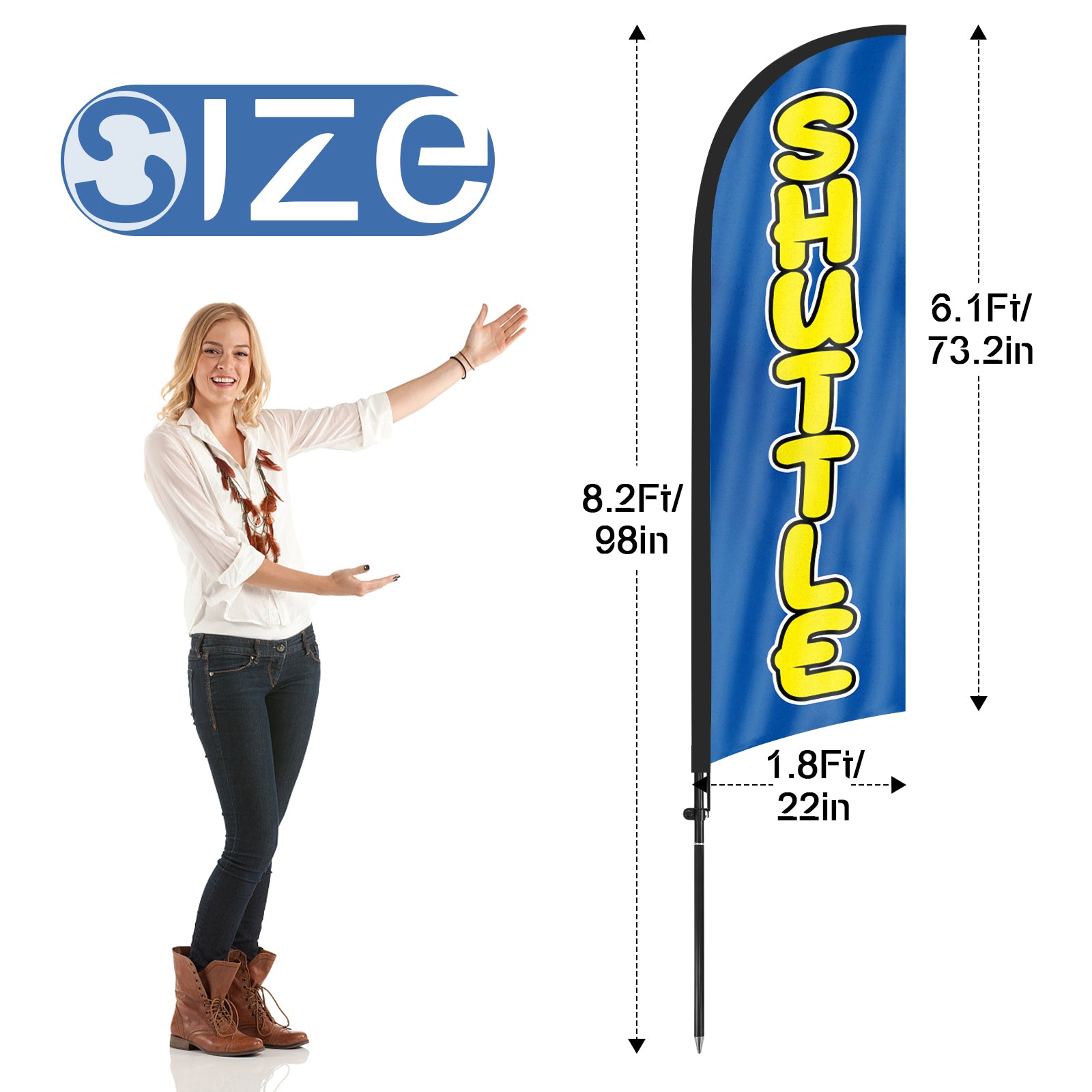 8ft Shuttle Feather Flag with Pole and Stake
