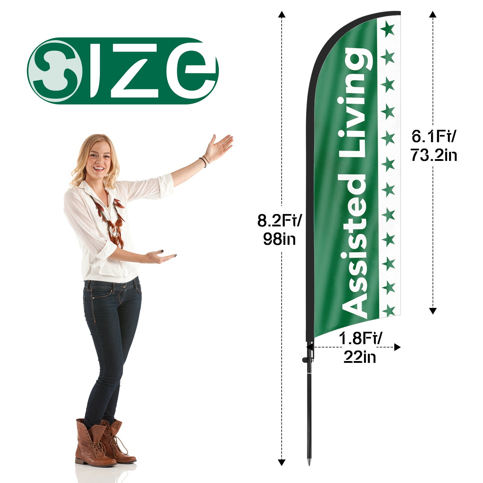 8ft Assisted Living Feather Flag Pole Kit