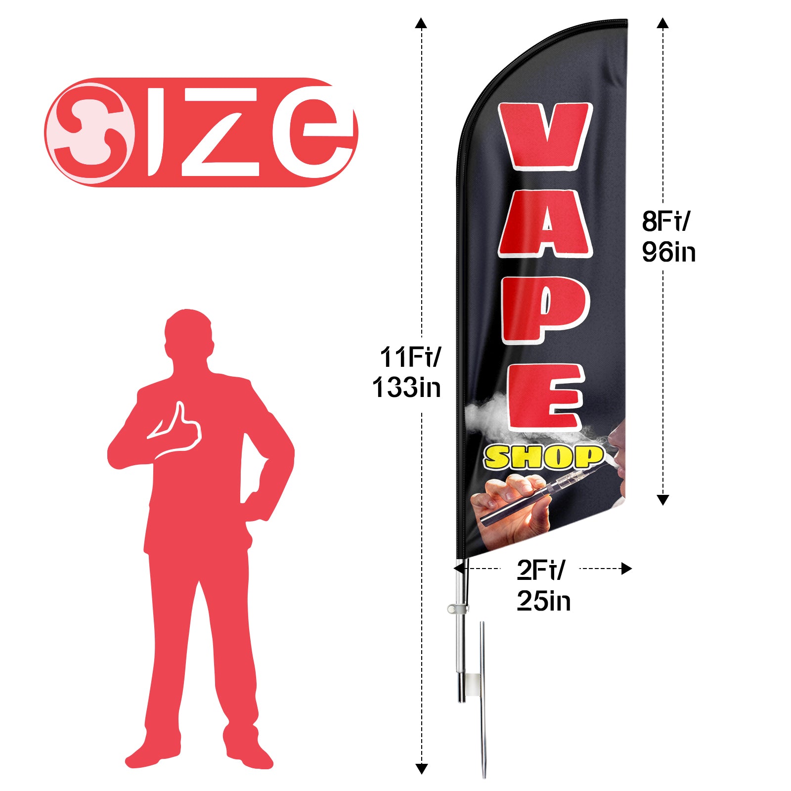 Vape Shop Signs-11ft Vape Shop Swooper Flag Feather Flag Pole Kit
