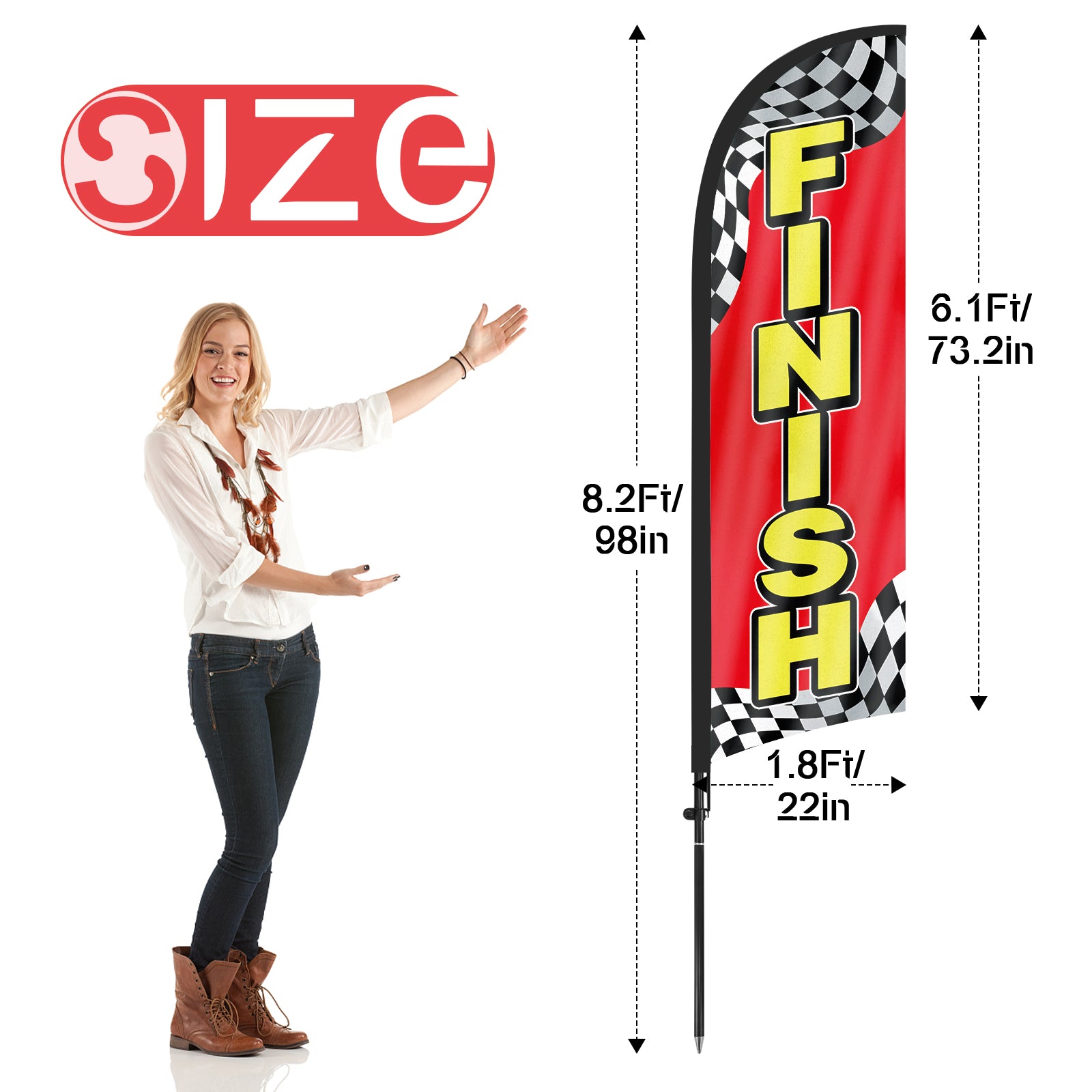 Finish Flag-8ft Finish Feather Flag Pole Kit