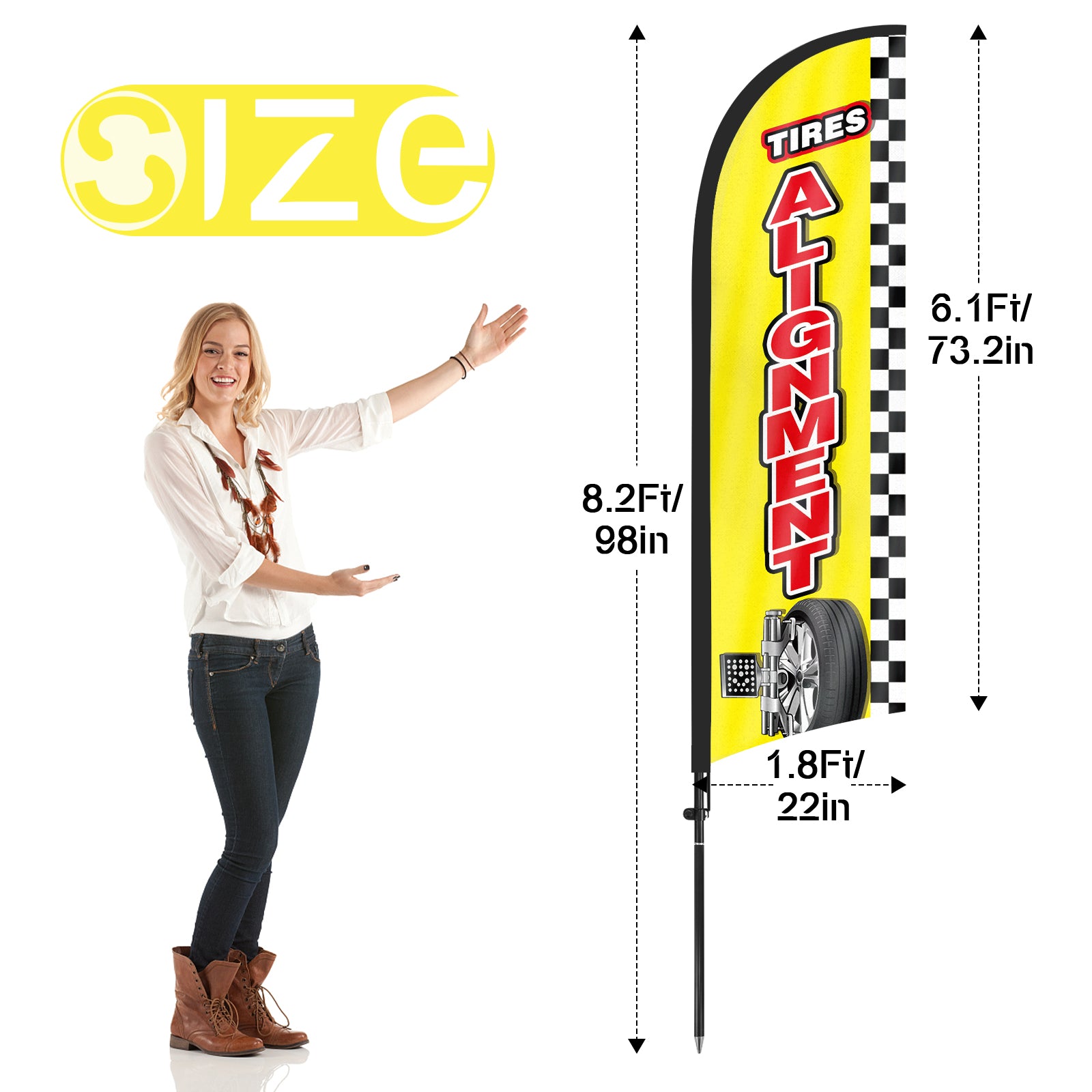 8ft Tires Alignment Feather Flag Pole Kit