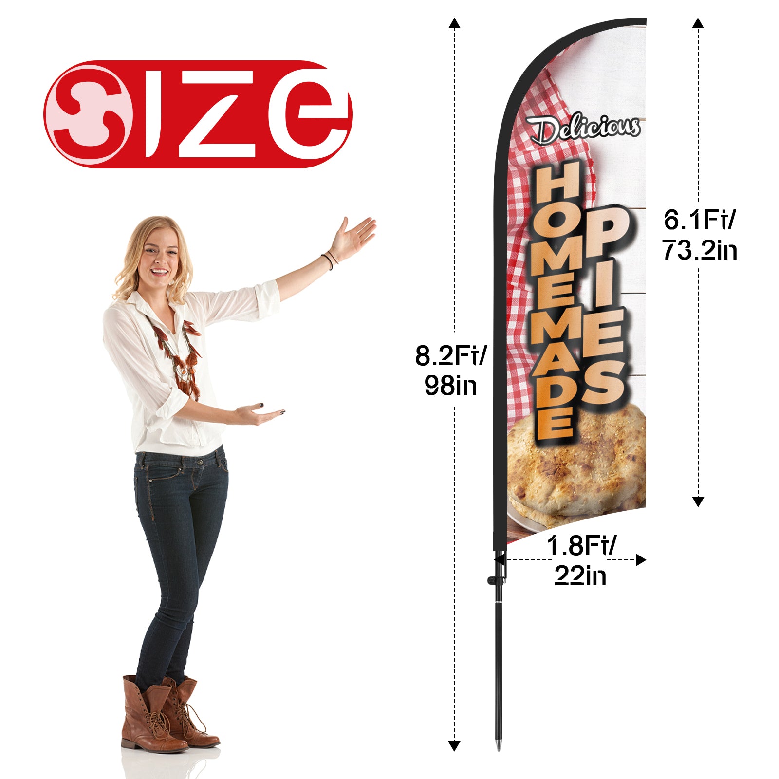 8ft Homemade Pies Feather Flag with Pole and Stake