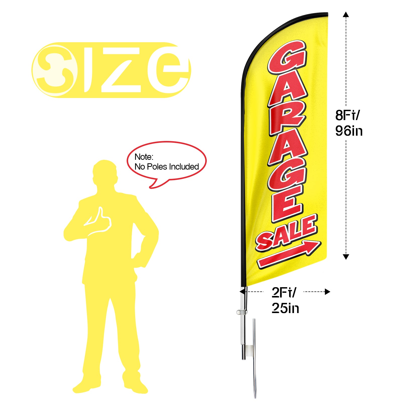 Garage Sale Signs-Garage Sale Feather Flag for Garage Sale Business(yellow Flagpole Not Included）