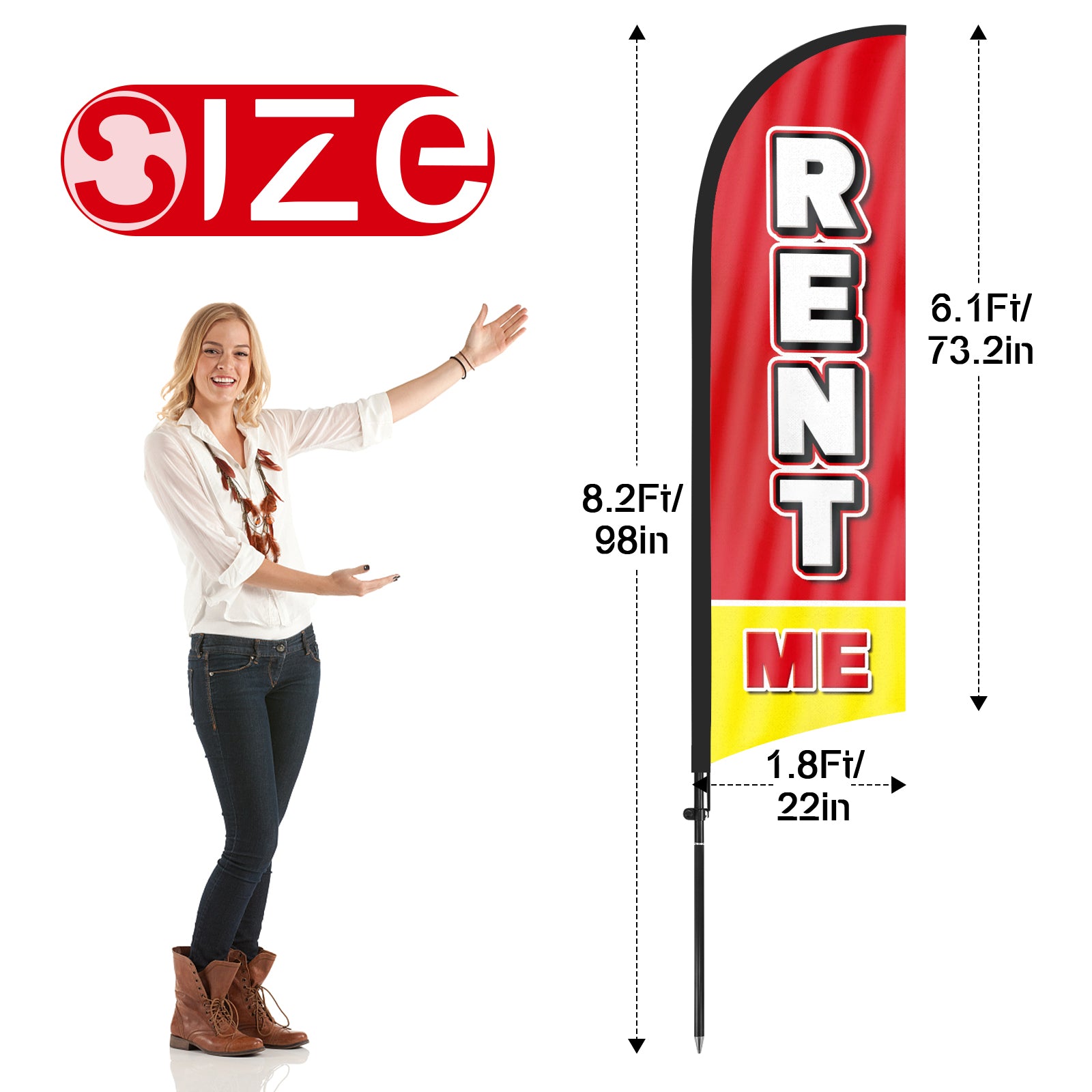 8FT Rent Me Feather Flag Pole Kit
