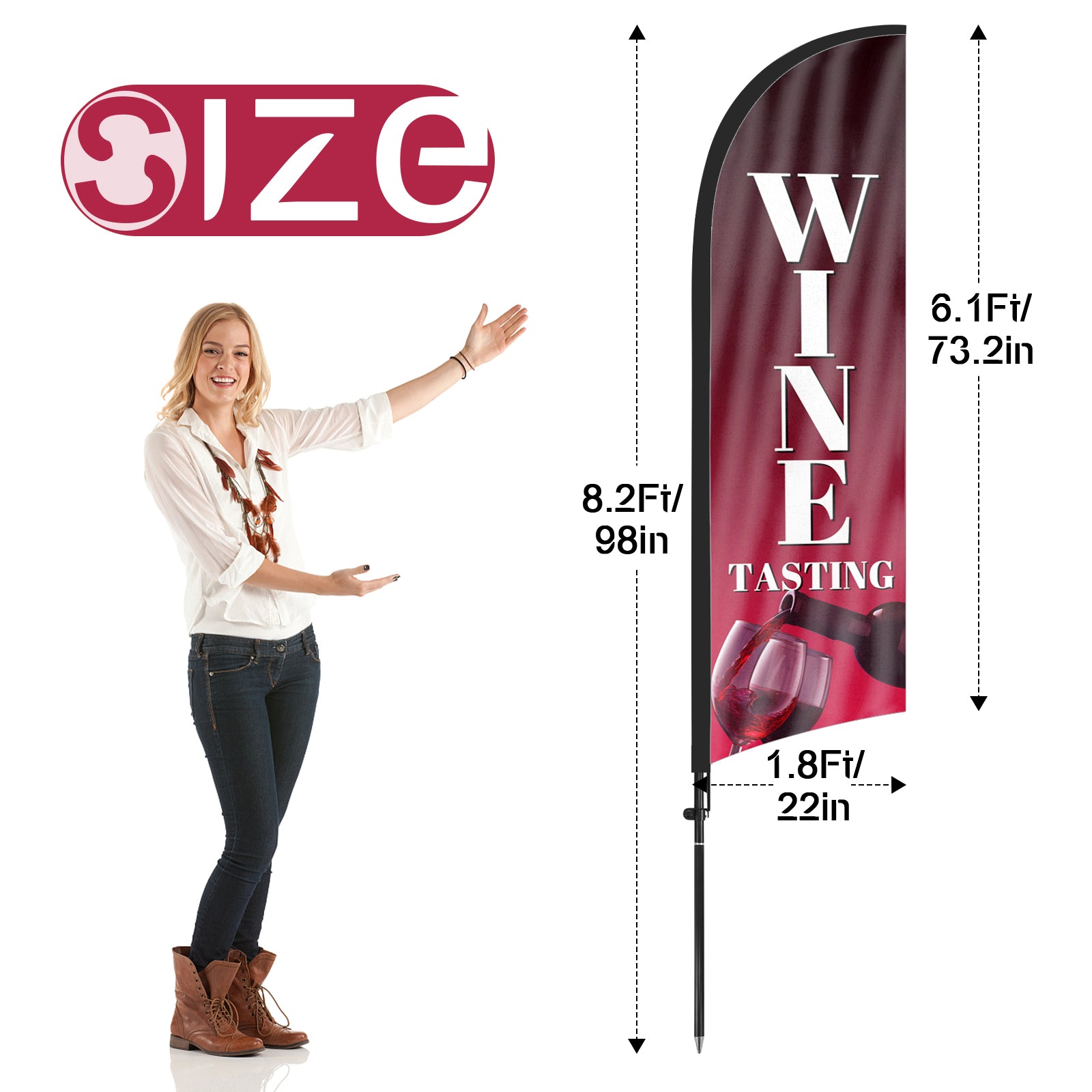 8ft Wine Tasting Feather Flag with Pole and Stake