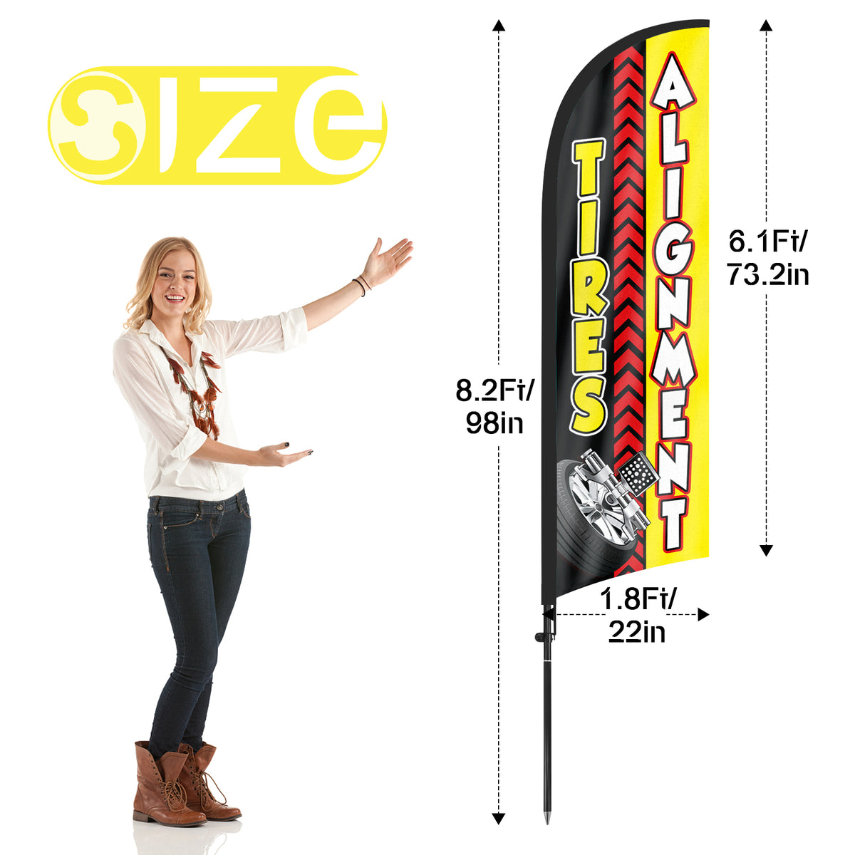Alignment Kit Pole 8ft Tires Alignment 01 Feather Flag Pole Kit - FSFlag