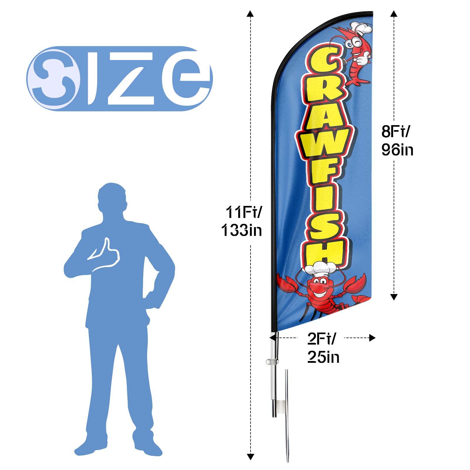 Crawfish Flag-11ft Crawfish Swooper Flag Feather Flag Pole Kit