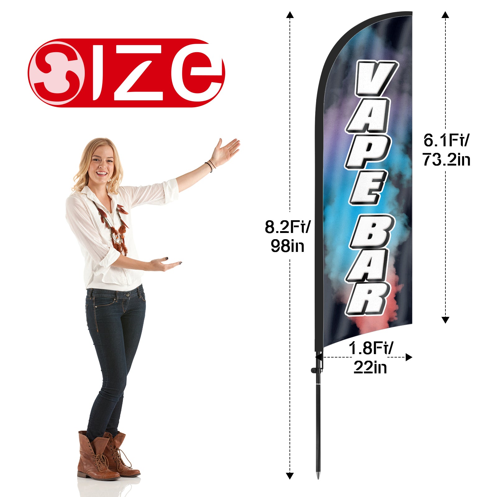 8ft Vape Bar Feather Flag with Pole and Stake