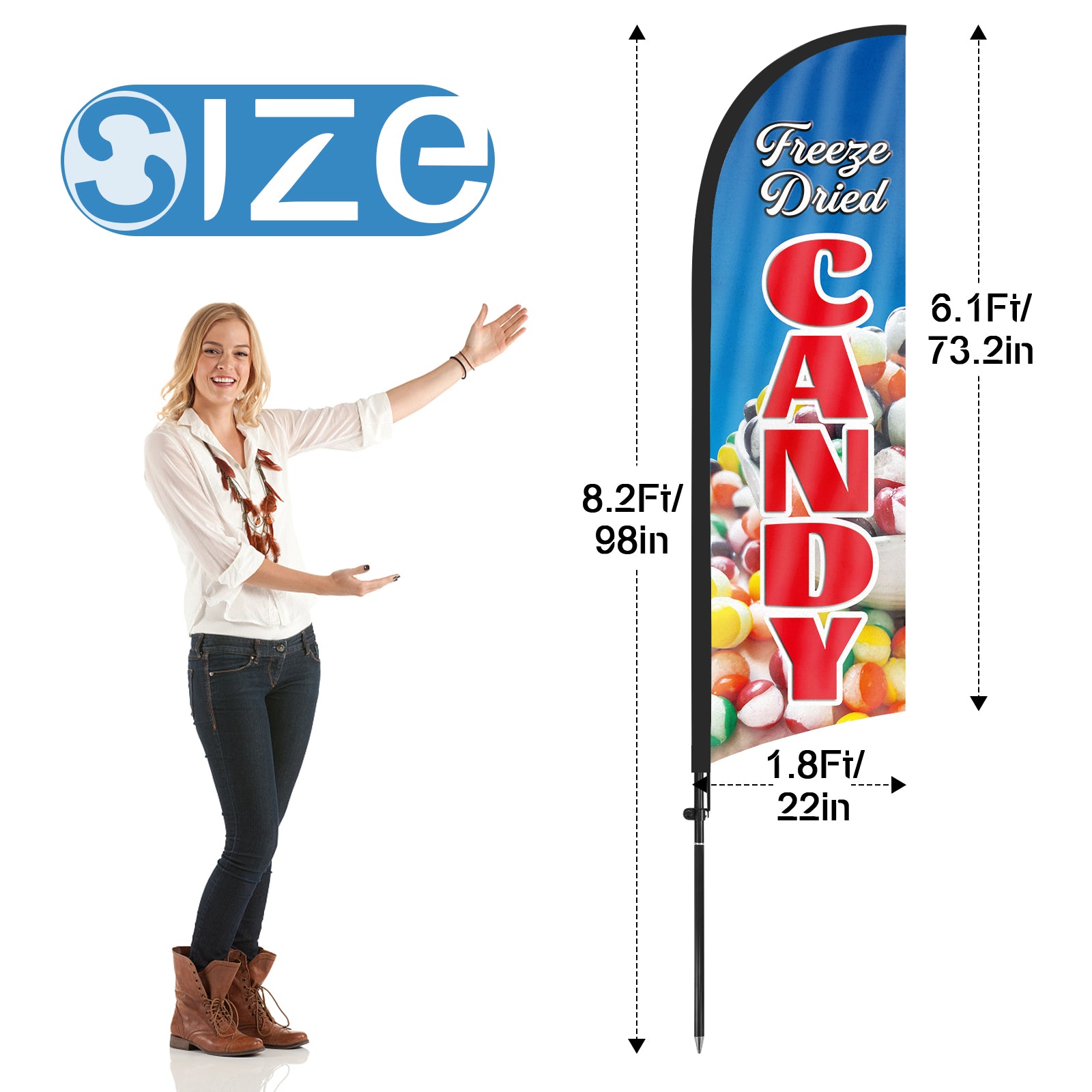 Freeze Dried Candy Banner-8Ft Triangular Feather Banner