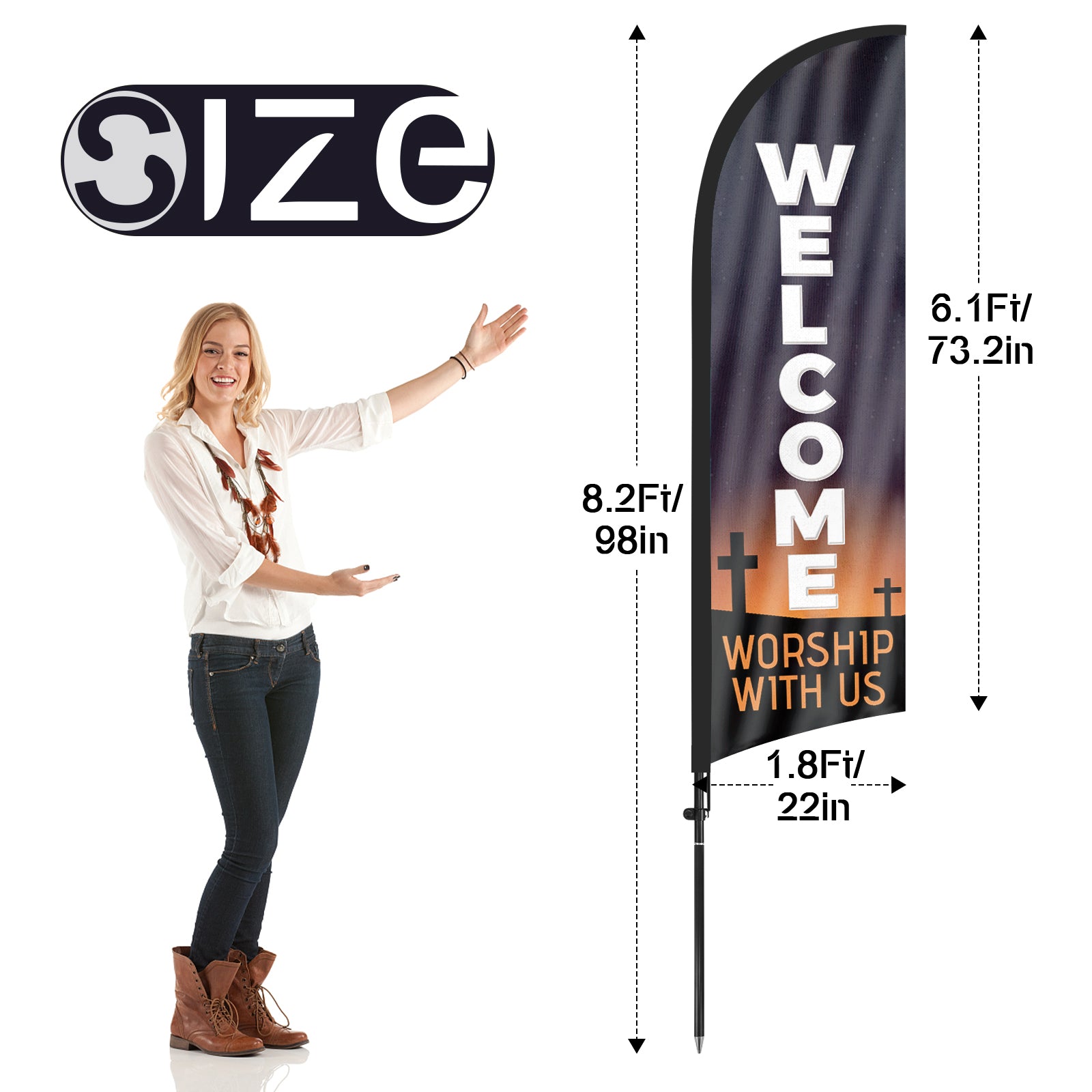 8ft Welcome Feather Flag Pole Kit