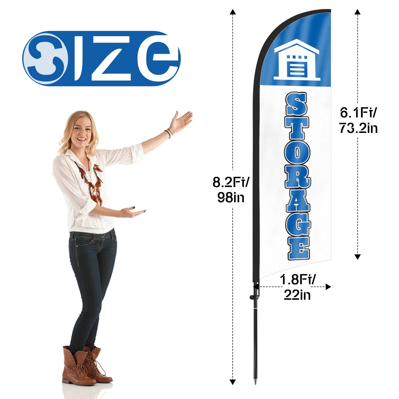 8ft Storage Feather Flag for Storage Business