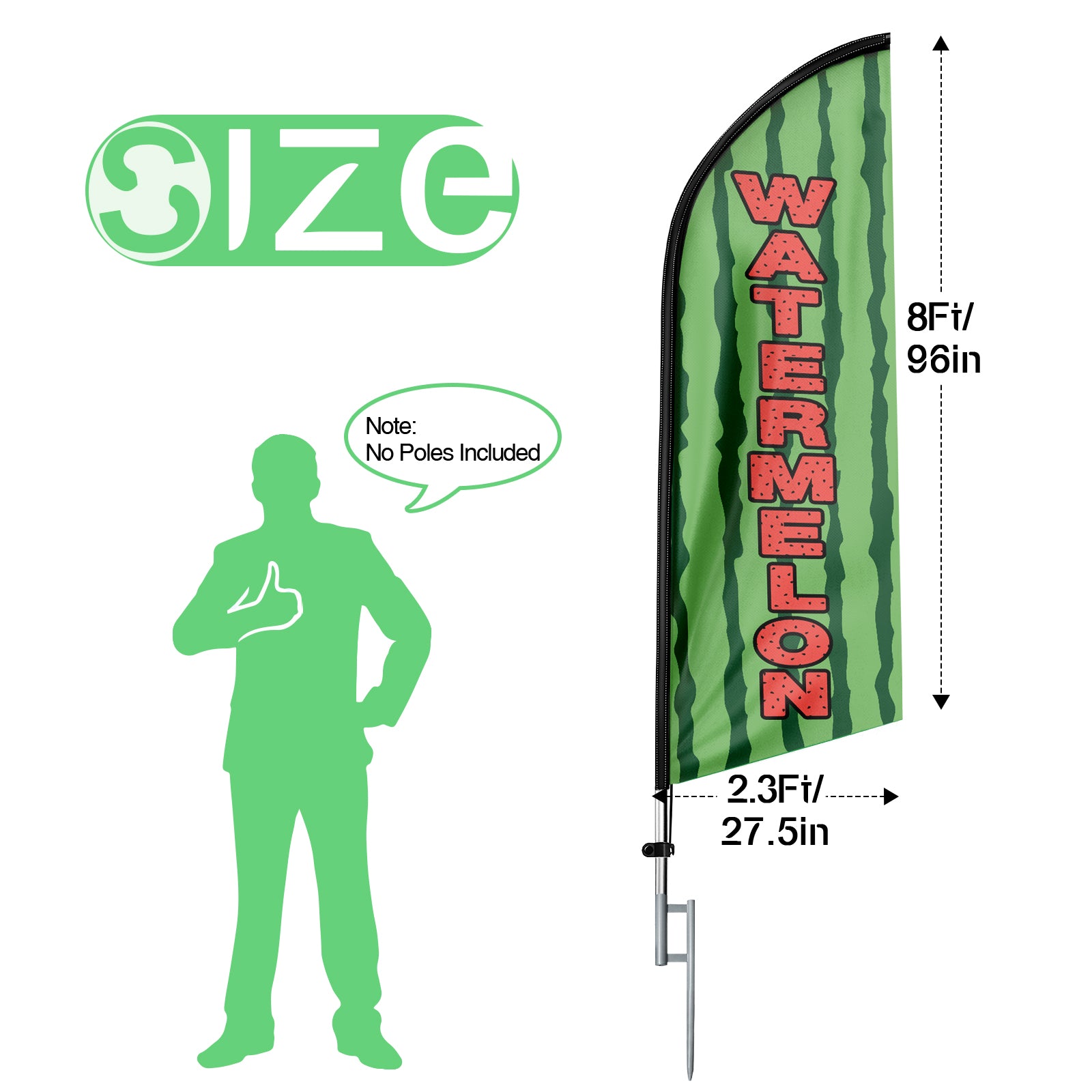 Watermelon Flag-8ft Watermelon Feather Flag（Flagpole Not Included）