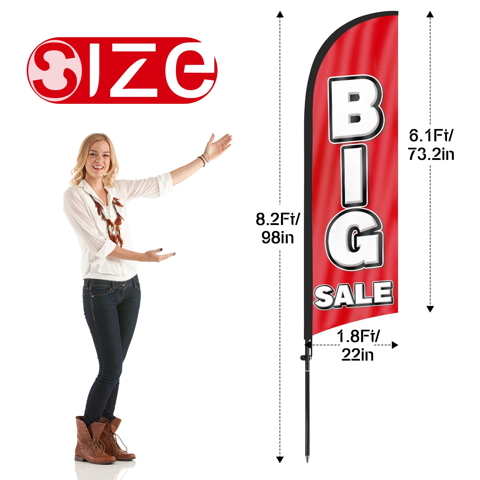 8ft Big Sale Red Feather Flag Pole Kit
