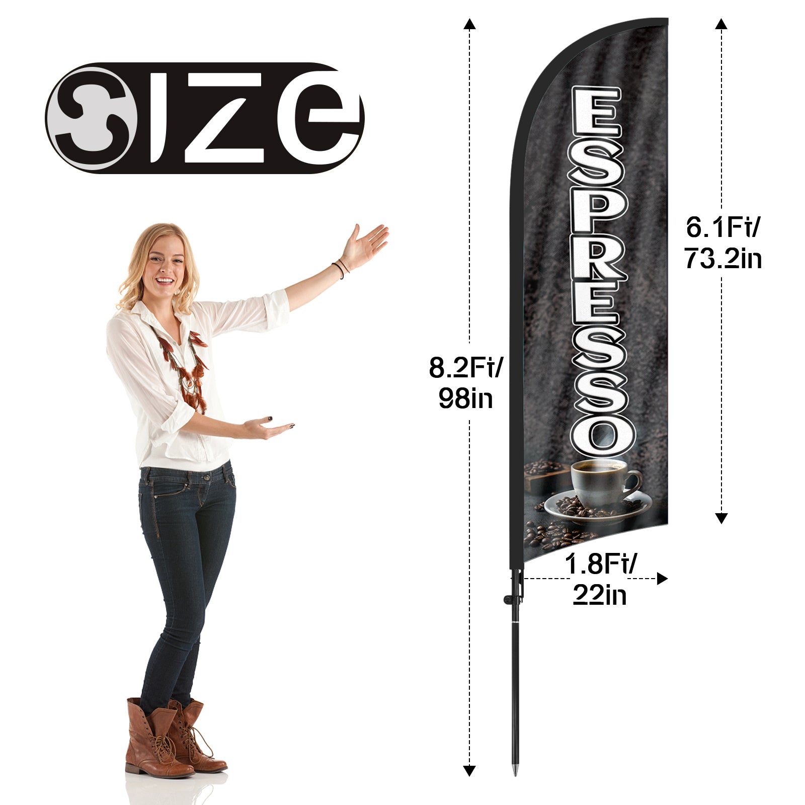 8ft Espresso 01 Feather Flag Kit with Pole and Stake