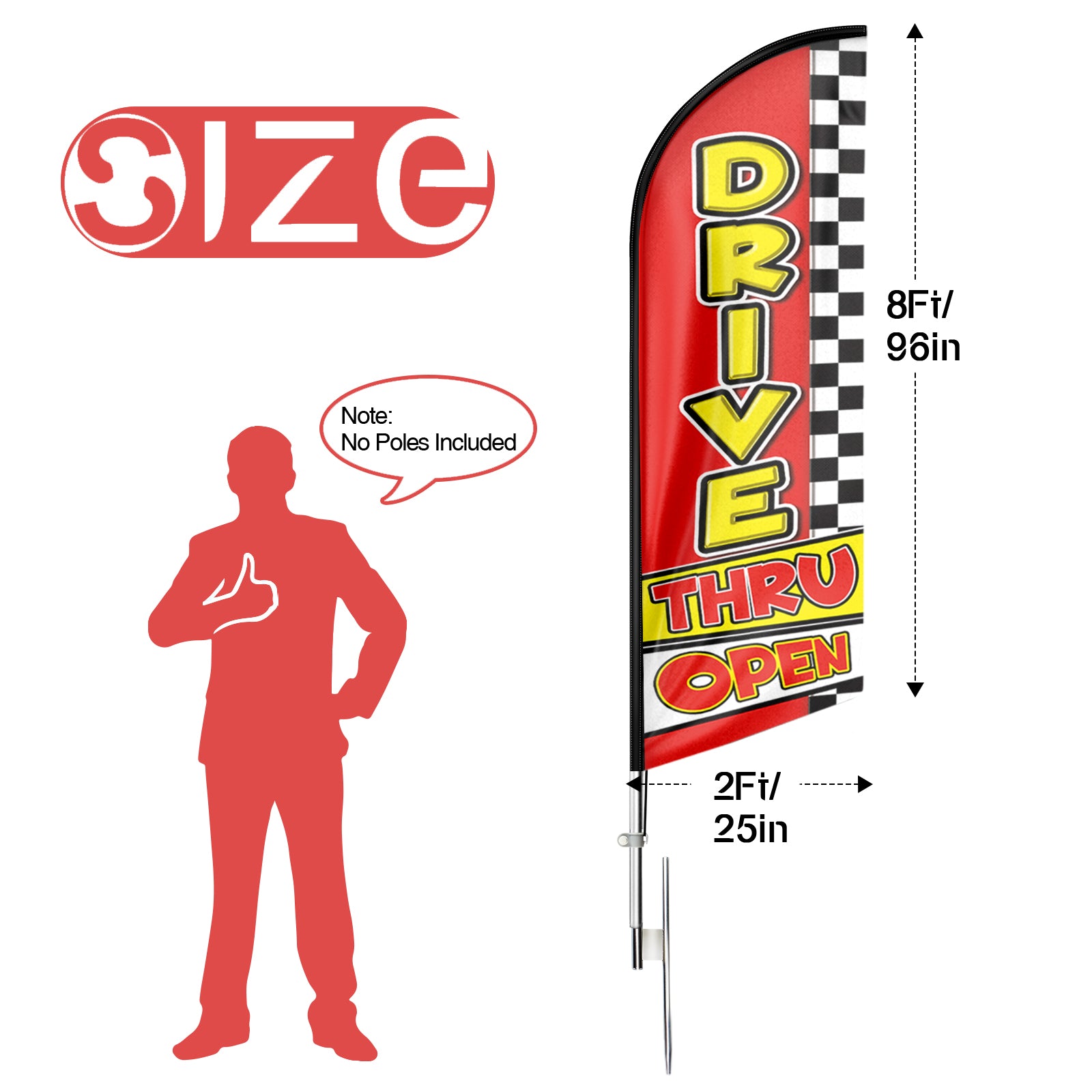 8ft Drive Thru Open Feather Flag（Flagpole Not Included）