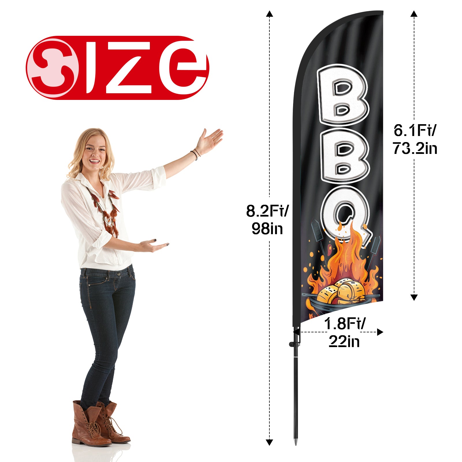 8Ft BBQ Feather Flag Pole Kit