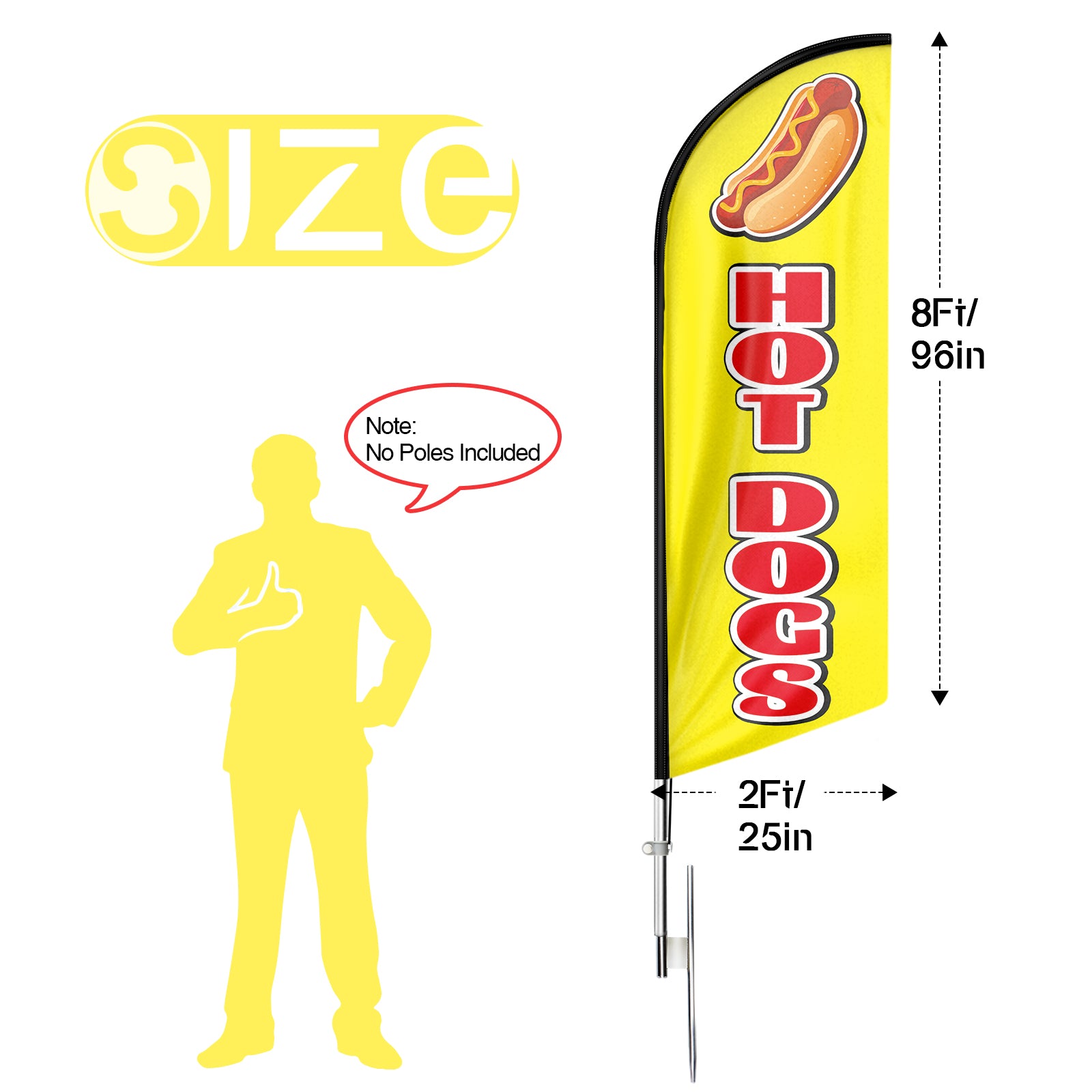Hot Dog Flags-8ft Hot Dogs Feather Flag!（Flagpole Not Included）