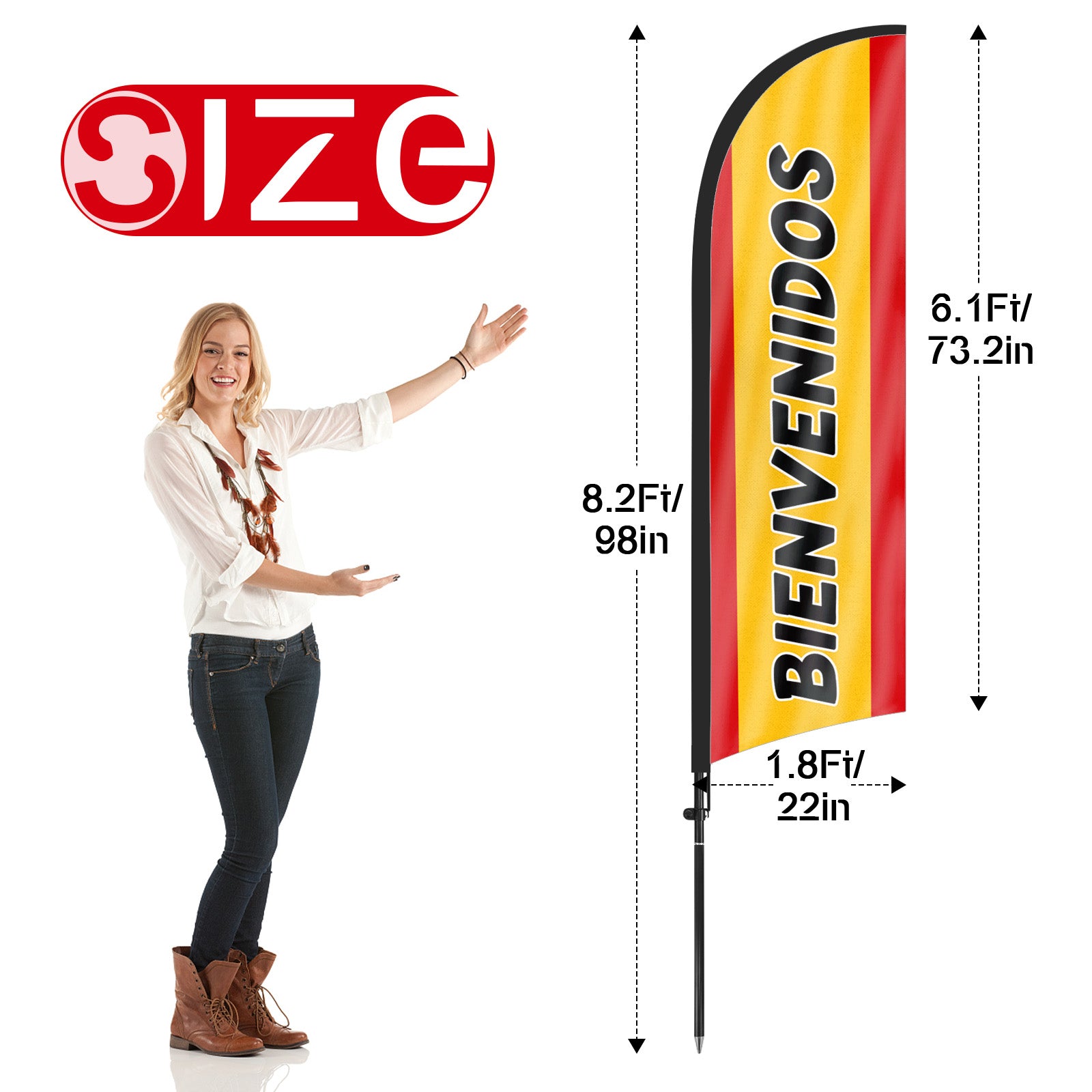 8ft Bienvenidos Feather Flag Pole Kit