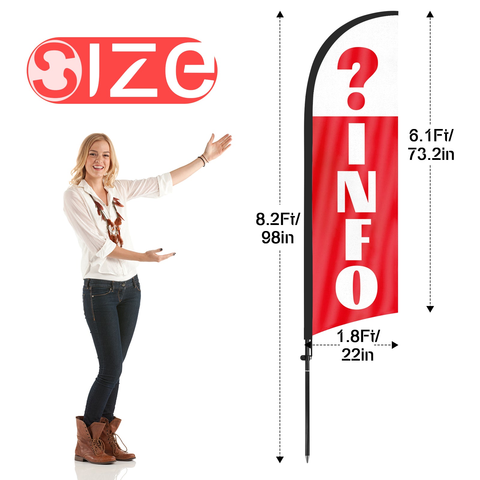 8Ft Infor Feather Flag with Pole & Stake