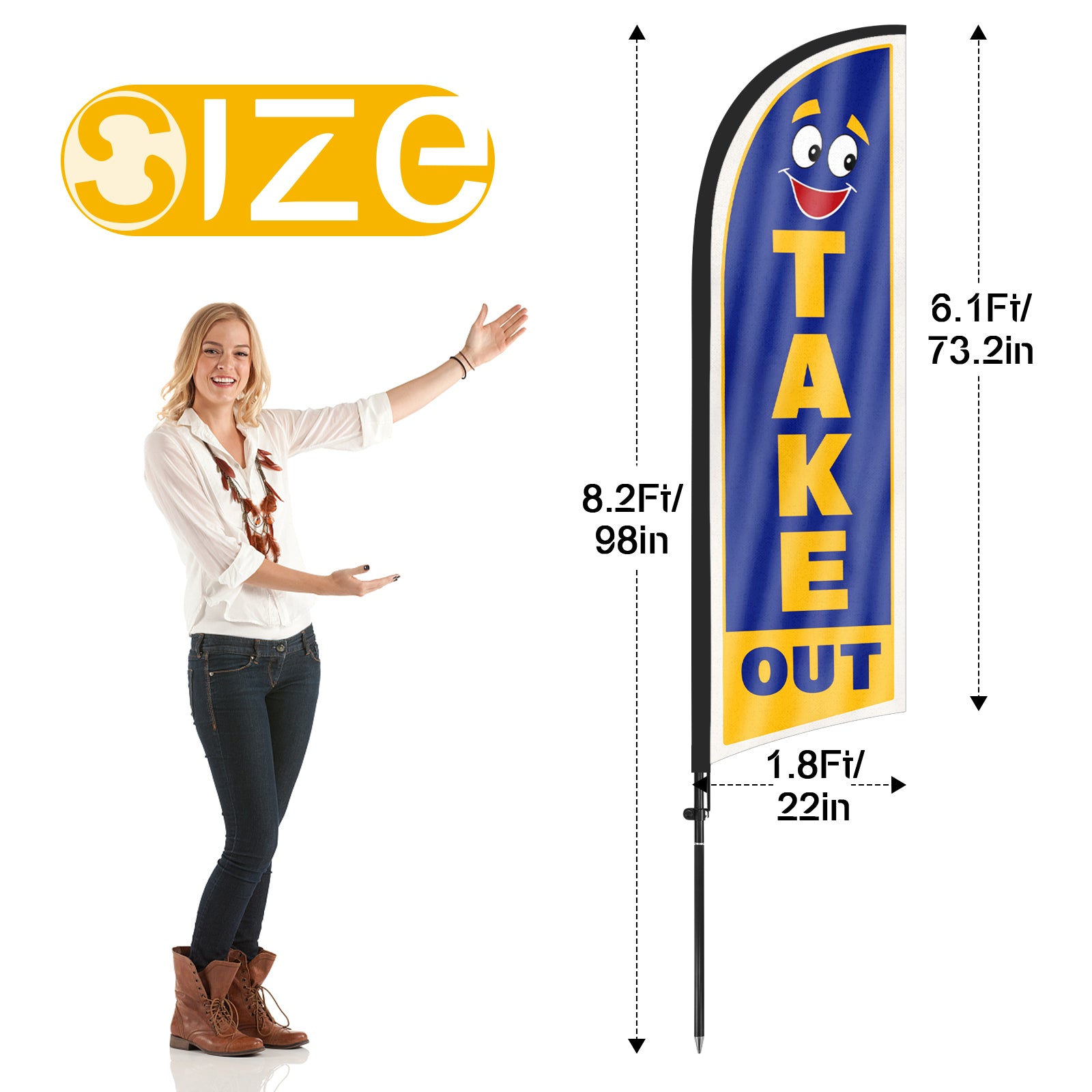 8ft Take Out Feather Flag with Pole and Stake