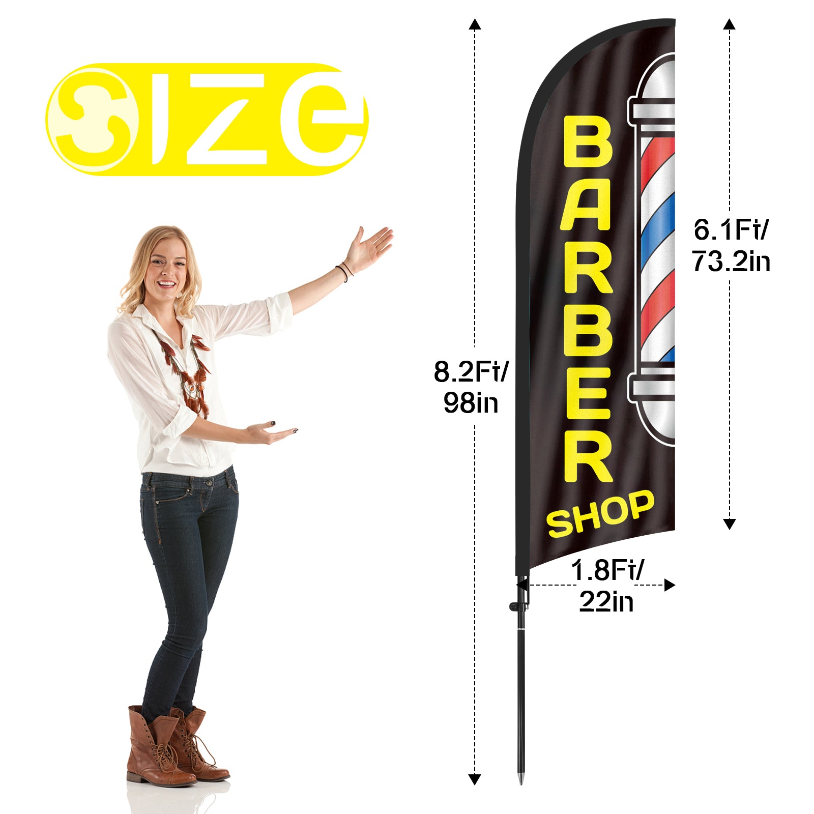 8Ft Barber Shop 04 Feather Flag Kit for Barbershop Business